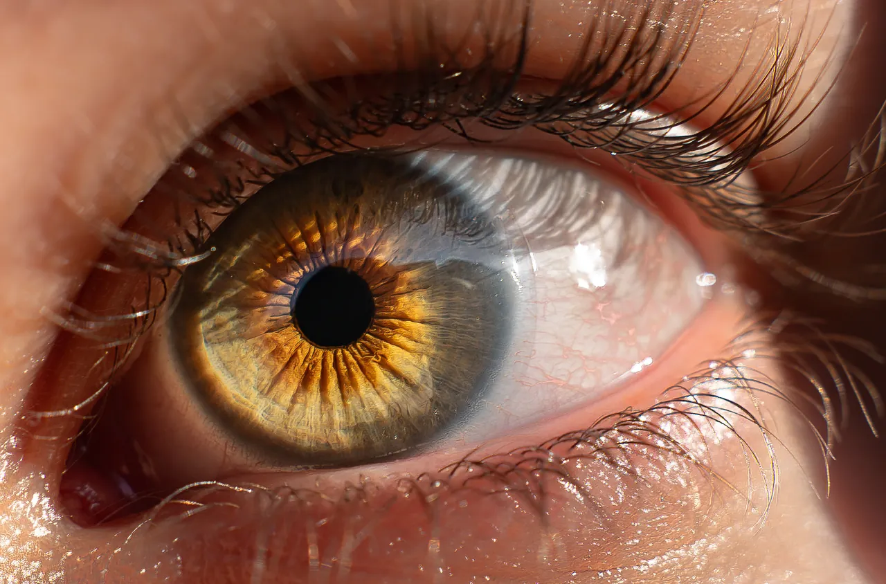 Macro de un ojo humano con el iris ámbar